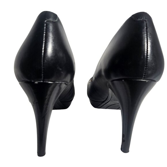 Marc Fisher Women’s Black Leather Heels 8.5M | Quiet Luxury | Coquette | Minimal - Picture 8 of 15